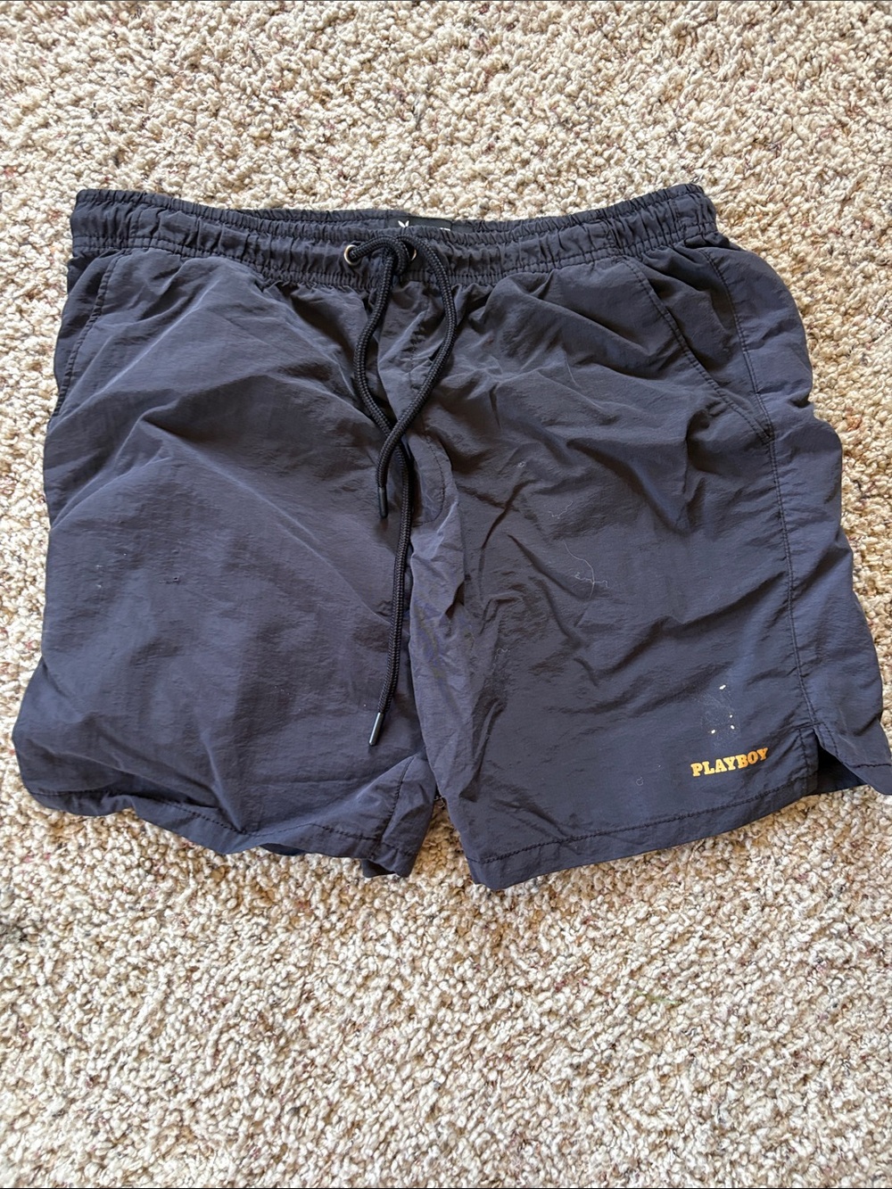 PLAYBOY Black Swim Trunks with Yellow Logo